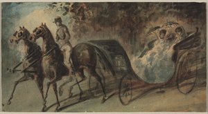 Vogn i Bois de Boulogne, 1800-tallet. av Constantin Guys