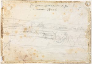 War Encampment Scene verso, 1800-tallet. av Constantin Guys