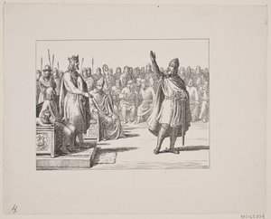 Illustrasjon for Svend Grundtvig, "Marsk Stig: Dansk folkesang fra 1200-tallet", 1861 av Constantin Hansen