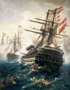Slaget ved Lissa, utkjempet mellom det østerriksk-ungarske riket og Italia, i 1866 (olje på lerret) av Constantin Volanakis