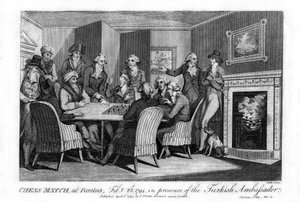 Sjakkkamp, i Parsloes, 23. februar 1794, i nærvær av den tyrkiske ambassadøren, 1794. av Cook