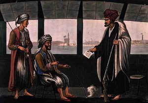 Arabs on Board the Swiftsure, gravert av Joseph Constantine Stadler (fl.1780-1812) utgitt av I. White, London av Cooper (after) Willyams