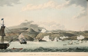 S.W. utsikt over Fortene Bourbon og Louis på øya Martinique, illustrasjon fra 