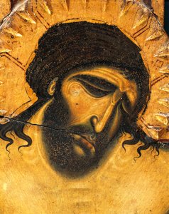 Ansiktet til Jesu lidelse, detalj av krusifiks av Coppo di Marcovaldo (ca 1220-etter 1276)