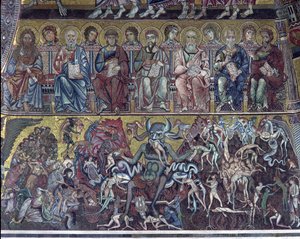 Helvete, detalj av den siste dommen fra hvelvet over apsis, 1225 mosaikk