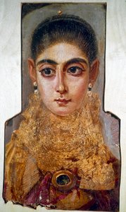 Koptisk kunst: ung kvinne kalt "The Europeenne"" Fayoum (Fayum) (rundt 160 e.Kr.) Maling av voks på tre. Paris, Louvre-museet