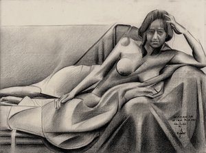 En ettertenksom, tilbakelent figur av Corné Akkers