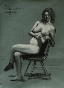 En ettertenksom, sittende figur av Corné Akkers