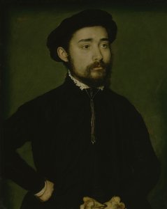 Portrett av en mann med en hanske (olje på tre) av Corneille de Lyon
