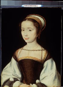 ""Portrett av en ung kvinne"" Maleri av Corneille De Lyon (Corneille of The Hague) (1500/1510-1574) 1530 Ca. Dim. 20x15,5 cm St. Petersburg, Eremitagemuseet