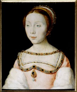 Portrett av Francoise de Longwy, kone til admiral Philippe Chabot, enke i 1543, giftet seg på nytt i 1545 med Jacques de Peruse, lord of Ecars. Maleri av Corneille De Lyon (Corneille de The Hague) (1500/1510-1574). Olje på tre. Mål: 0,13 x 0,16 m. Versaill