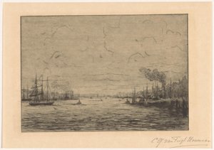 Utsikt over Maas nær Rotterdam av Cornelia Christina Johanna van Trigt Hoevenaar (signed by artist)