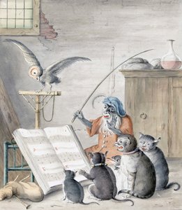 Kattekonsert (gravering) av Cornelis (after) Saftleven