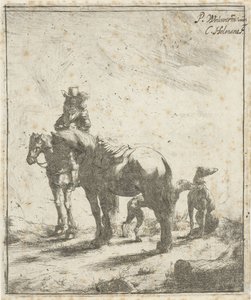 Rytter med to hester og to hunder av Cornelis A. Hellemans