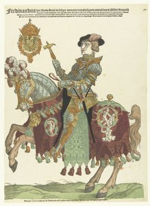 Portrett av Ferdinand I av Østerrike til hest av Cornelis Anthonisz. (manner of)