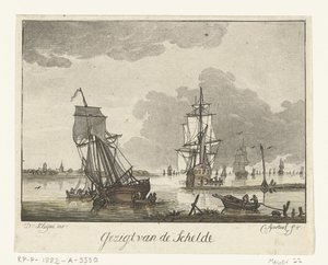 Utsikt over Schelde med seilskuter Utsikt over Schelde (tittel på objekt) av Cornelis Apostool