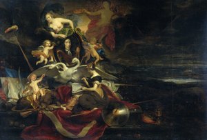 Allegori om det nederlandske angrepet på Medway (1667), med et portrett av Cornelis de Witt