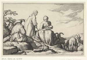 sauegjetere Fire pastorale scener (serietittel) av Cornelis Bloemaert (II) (possibly)