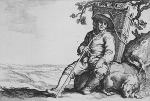 Reisende med hund, fra serien Sixteen Peasant Subjects, 1600-tallet.