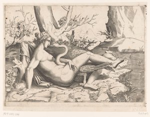 Leda og svanen av Cornelis Bos (possibly)