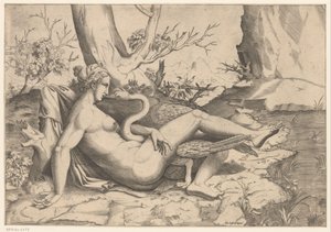 Leda og svanen av Cornelis Bos (possibly)