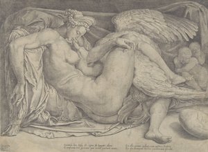 Leda og svanen, 1544-66. av Cornelis Bos