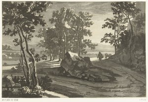 Skoglandskap med fører av Cornelis Brouwer