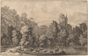 Valley with an Aged Castle, 1784, utgitt 1786. av Cornelis Brouwer