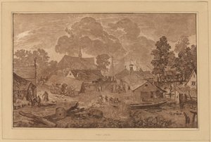 Landsby med tjern, ca. 1782.