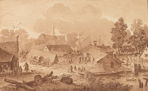 Landsby med tjern, ca. 1782.