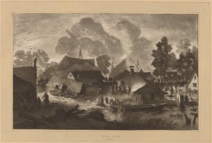 Landsby med tjern, ca. 1782. av Cornelis Brouwer