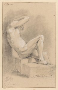 Sittende mann naken, sett fra siden (3. premie 1767) av Cornelis Buys