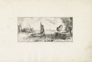 Båt på en elv Landskap (serietittel) av Cornelis Claesz van Wieringen (possibly)