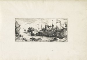 Elvelandskap med robåt Landskap (serietittel) av Cornelis Claesz van Wieringen (possibly)