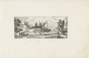 Elvelandskap med to kvinner på en bro Landskap (serietittel) av Cornelis Claesz van Wieringen (possibly)
