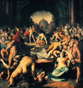 Massakre av uskyldige, sentralt panel av triptyk, av Cornelis Cornelisz van Haarlem (1562-1638)