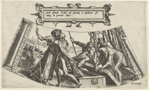 Møtet mellom Jakob og Rakel ved brønnen The History of Jacob (serietittel) av Cornelis Cort