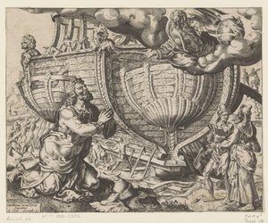 Gud beordrer Noah til å bygge arken The History of Noah (serietittel) av Cornelis Cort