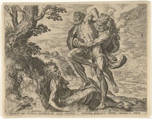 Hercules bryter med Antaeus Labors of Hercules (serietittel) av Cornelis Cort