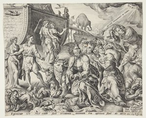 Noah takker Gud for arkens utfrielse av Cornelis Cort