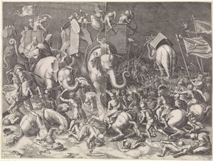Slaget ved Zama mellom Scipio og Hannibal, om natten