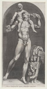 Mirror of Roman Magnificence: Bacchus on the Shoulders of a Satyr, 1500-tallet., 1500-tallet. av Cornelis Cort