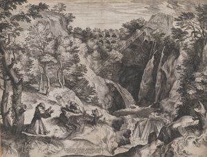 St Francis mottar Stigmata, 1567. av Cornelis Cort