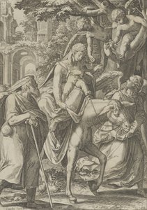 Flukten til Egypt, 1571. av Cornelis Cort