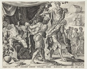 Hån mot Noah av Cornelis Cort