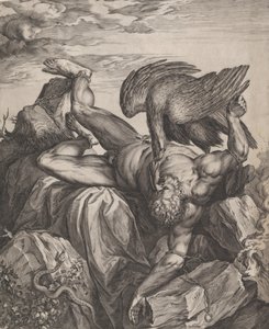 Tityus straffet i helvete, 1566. av Cornelis Cort