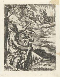 Venus beordrer Amor å stikke hull på Plutos hjerte med en pil Historien om Pluto og Proserpina (serietittel) av Cornelis Cort
