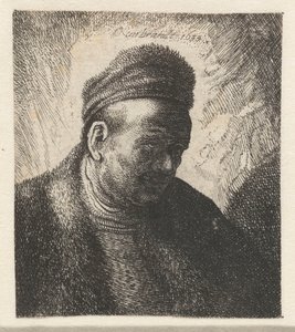 Skjeggløs mann i pelskappe og lue: byste av Cornelis Danckerts (I) (workshop of)