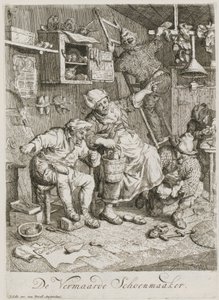 Berømt skomaker, blad 3 i en serie på tre genrescener av Cornelis Dusart