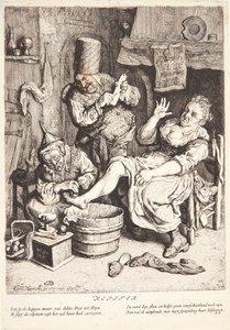 Kvinne som behandles med kopping av Cornelis Dusart